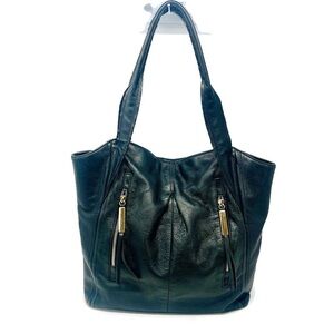 B. Makowsky Black Leather Tote Shoulder Bag Gold Hardware